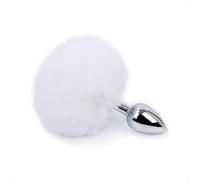 Plug anale Giocattoli del sesso per adulti Coda a sfera per capelli Plug anale Piuma Pull Beads Plug anale in acciaio inossidabile in metallo Back Court Flirt Toys (bianco)