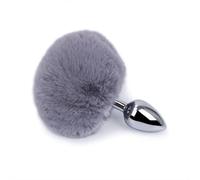 Plug anale Giocattoli sessuali per adulti Coda a sfera per capelli Plug anale Piuma Pull Beads Metallo Acciaio inossidabile Plug anale Back Court Flirt Toys (Grigio chiaro)