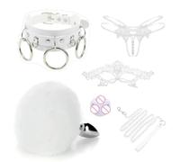Plug anale Giocattolo del sesso Per Kit da donna Sexy Butt Plug Cosplay Morsetti per capezzoli Coda BDSM Bondage Set Collare Plug anale