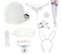 Plug anale Giocattolo del sesso Per Kit da donna Sexy Butt Plug Cosplay Morsetti per capezzoli Coda BDSM Bondage Set Collare Plug anale