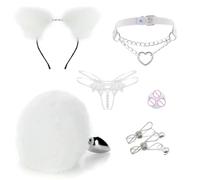 Plug anale Giocattolo del sesso Per Kit da donna Sexy Butt Plug Cosplay Morsetti per capezzoli Coda BDSM Bondage Set Collare Plug anale