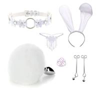 Plug anale Giocattolo del sesso Per Kit da donna Sexy Butt Plug Cosplay Morsetti per capezzoli Coda BDSM Bondage Set Collare Plug anale