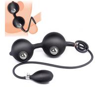 Plug anale gonfiabile Dildo gonfiabile Plug anale per uomo Pene con due palline per pompa vaginale e anale Dildo per dilatazione anale Pompe