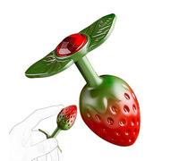 Plug anale in acciaio Fantasy Fragola - Dildo anale ergonomico in metallo con base a T, design compatto per stimolazione mirata di zona P e zone profonde, ideale per giochi soft bondage (rosso)