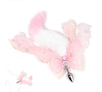 Plug anale in acciaio inox con morbida coda di volpe in peluche - superficie liscia e facile da pulire - buttplug in metallo rimovibile per giochi di ruolo fantasiosi