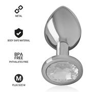 Plug Anale in Alluminio Intenso con Cristallo Argento - Dimensione S - Couleur: Trasparente, Taille: 8 cm x 3.3 cm