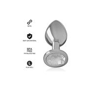 Plug Anale in Alluminio Intenso con Cristallo Argento - Dimensione S, Taglia 9 cm x 4 cm, Poids 0.175 Kg, Colore Trasparente