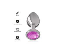 Plug anale in alluminio Intenso con cristallo rosa - Taglia S, Taglia 7 cm x 2.6 cm, Colore Viola