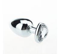 Plug anale in metallo acciaio dildo con pietra gioiello cuore trasparente fallo