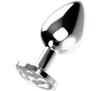 Plùg Anàle in Metallo con Dimantino Rosa Azzurro BIanco 3 Misure (Azzurro, L)