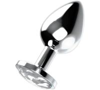 Plùg Anàle in Metallo con Dimantino Rosa Azzurro BIanco 3 Misure (Bianco, L)