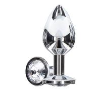 Plug anale in metallo con pietra dilatatore medio butt dildo liscio indossabile