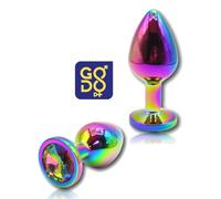 Plug anale in metallo medio dilatatore con pietra butt dildo liscio indossabile