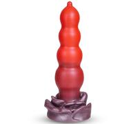 Plug anale in silicone da 18,7 cm, dildo anale progressivo a 4 sfere, dilatatore anale e stimolatore del punto G, giocattolo per adulti, dildo a ventosa a forma di rosa, adatto a coppie,uomini e donne