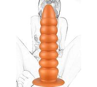 Plug anale in silicone Grande butt plug Dildo anale Realistico morbido dildo con forte ventosa Massaggiatore prostatico Pene Real Dong Masturbazione Giocattolo anale per donne Uomini(Gold)