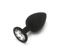 plug anale in silicone nero con gioiello