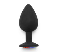 plug anale in silicone nero con gioiello multicolor stimolatore sexy toys anal