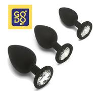 Plug anale in silicone nero kit 3 pz fallo piccolo medio grande butt anal dildo