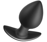 Plug anale in silicone nero Taglia M (3,9x1,81in) per uso prolungato, perfetto per uomo e donna con base curva