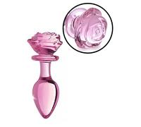 Plug anale in vetro maxi dilatatore butt glass con rosa dildo liscio indossabile