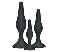 Plug anale kit dilatatore in silicone mini maxi fallo dildo liscio butt black