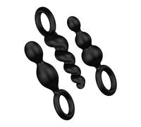 Plug anale kit fallo a sfere in silicone dilatatore dildo butt black morbido sex