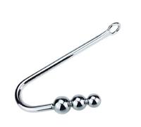 Plug anale Lunghezza 245mm 170g Gancio anale in acciaio inossidabile di grandi dimensioni con 3 perline in metallo con sfera Tirare il foro dell'anello Masturbatore giocattolo del sesso