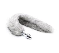 Plug anale Maschera per gli occhi Cosplay per adulti con plug anale in metallo Coda Bondage Sex Toys Coppie Accessori esotici (Coda grigia)
