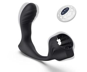 Plug anale Massaggio alla prostata maschile Manica Cockring Dildo Vibratore Anale Butt Plug Stimolatore Anello di ritardo Giocattolo del sesso Per Men