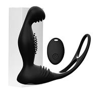Plug anale Massaggio alla prostata Vibratore anale Anello di ritardo Butt Plug Stimolatore Giocattoli adulti del sesso Gay (scatola di controllo remoto)