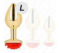 Plug Anale Metallico con Rosa Kink Pleasure Plugs - Taglia L