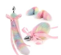 Plug anale metallo piccola fascia carina rosa coda di seta palla anale tallone butt plug set giocattolo del sesso gioco cosplay