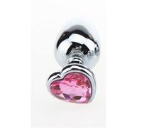 Plug anale mini in metallo acciaio dildo con pietra gioiello cuore rosa fallo an