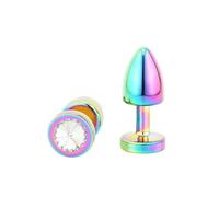 Plug anale Mini piccolo medio grande set cuore di cristallo rotondo oro arcobaleno perline anali in metallo butt plug inserto per gioielli vibratore giocattolo del sesso