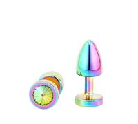 Plug anale Mini piccolo medio grande set cuore di cristallo rotondo oro arcobaleno perline anali in metallo butt plug inserto per gioielli vibratore giocattolo del sesso