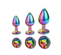 Plug anale Mini piccolo medio grande set cuore di cristallo rotondo oro arcobaleno perline anali in metallo butt plug inserto per gioielli vibratore giocattolo del sesso