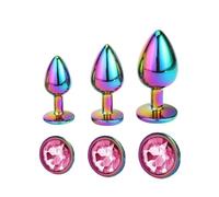 Plug anale Mini piccolo medio grande set cuore di cristallo rotondo oro arcobaleno perline anali in metallo butt plug inserto per gioielli vibratore giocattolo del sesso