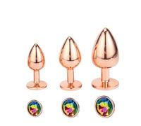 Plug anale Mini piccolo medio grande set cuore di cristallo rotondo oro arcobaleno perline anali in metallo butt plug inserto per gioielli vibratore giocattolo del sesso