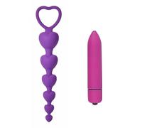 Plug anale Morbido cuore in silicone perline G-Spot stimolante plug anale con mini vibratore massaggiatore ano masturbazione giocattoli del sesso anale per uomini donne