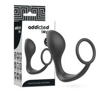Plug anale nero in silicone con cockring addicted toys, Larghezza 70 mm, Lunghezza 164 mm, Profondità 55 mm, Dipartimento Couple, Colore Nero