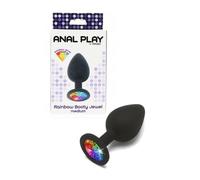 plug anale nero in silicone con gioiello multicolor stimolatore per ano black