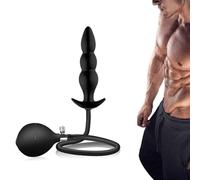 Plug anale nero SM Dildo gonfiabile a tripla perla in silicone, Giocattoli sessuali per adulti regolabili, Dildo feticcio Massaggiatore anale Stimolazione dell'espansione anale