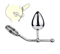 Plug anale Palla anale con anello per il pene Gancio anale in metallo Gancio anale Anello per il pene Plug anale regolabile Butt plug SM Bondage Asslock Prostata Dilatatore vaginale(M)