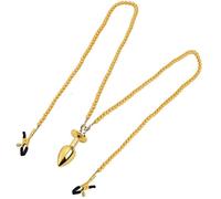 Plug anale Piccole medie grandi perline anali Butt plug Morsetti per capezzoli di perle Set con catena Clip per seno in metallo Bondage Coppia Gioco Giocattolo del sesso