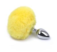 Plug anale Piccolo Butt Plug Metallo Pompon Butt Plug Sessuale Ano Coda Stimolatore Espansione Anale Massaggio Giochi Sessuali Giocattoli Sessuali (Giallo)