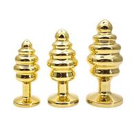 Plug anale Piccolo medio grande dorato 3 taglie un filo a cuore in metallo Butt plug perline anali in metallo 12 gioielli Giocattolo del sesso