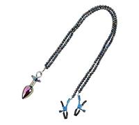 Plug anale Piccolo medio grande perline anali Butt plug Morsetti per perle Set con catena Clip per seno in metallo Bondage Coppia Gioco giocattolo