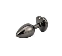 Plug anale Placcatura Plug anale in metallo nero Romantico cuore rosso Base in cristallo Plug anale liscio Perlina anale Coppia ano Sfera di metallo