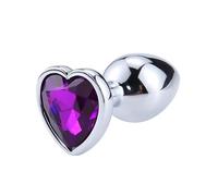 Plug anale Plug anale a forma di cuore Giocattoli sessuali Butt plug in cristallo Giocattoli per adulti Massaggio alla prostata in acciaio inossidabile (Deep Purple, L)