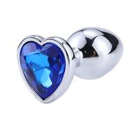 Plug anale Plug anale a forma di cuore Giocattoli sessuali Butt plug in cristallo Giocattoli per adulti Massaggio alla prostata in acciaio inossidabile (Deep Blue, M)
